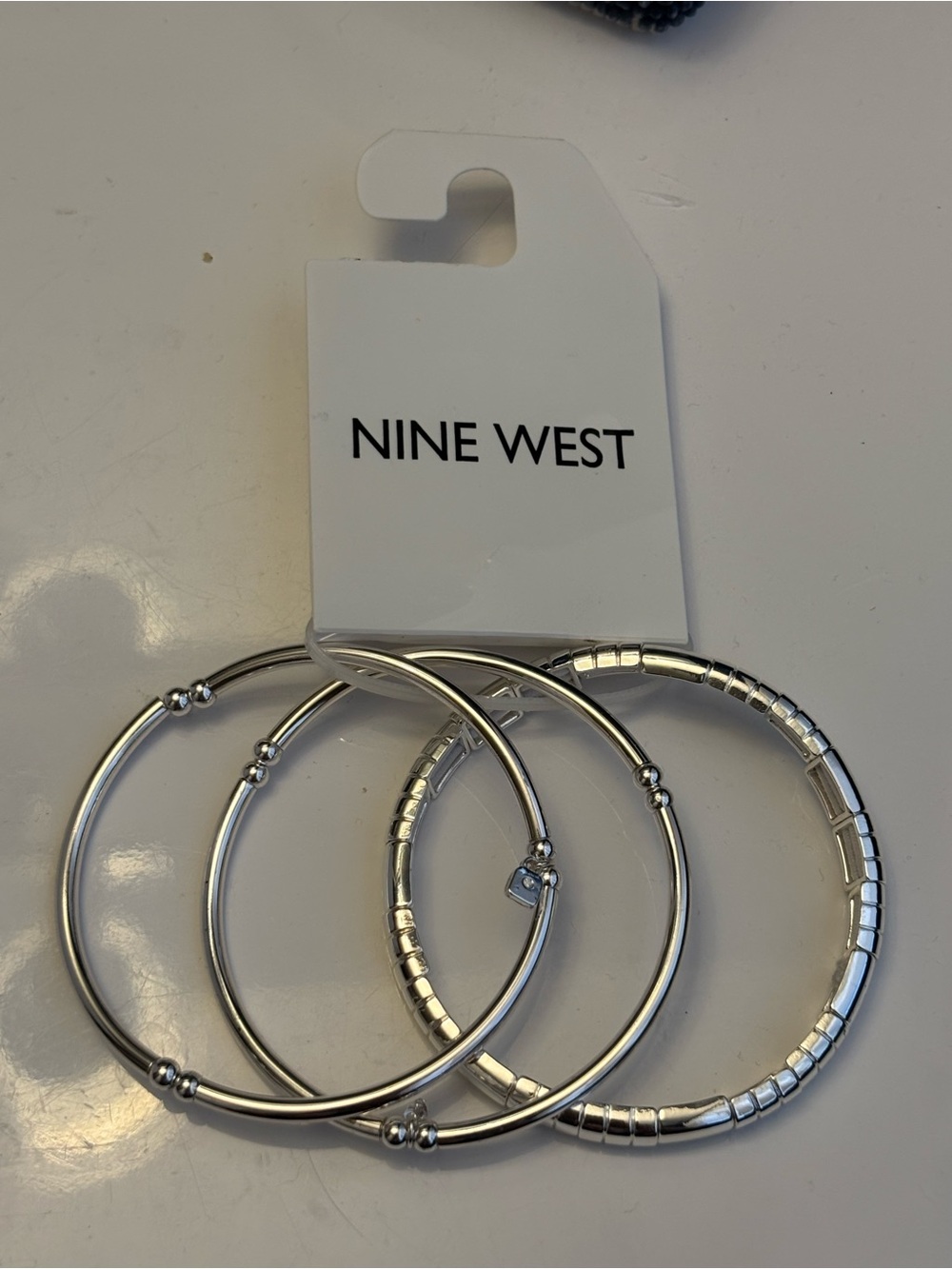 Nine West Silver Tone 3 Piece Bangle Bracelet Set NWT - Picture 3 of 10